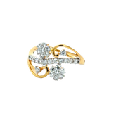 18k Yellow Gold and Diamond Flower Fancy Ring in size 5.5 and total gold weight of 3.28g